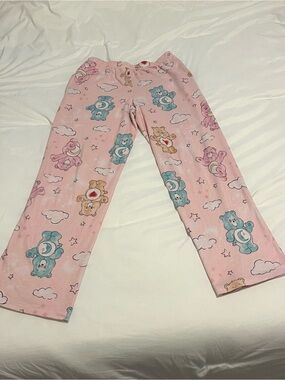 Pink Pajama Pants with Cute Bear Print